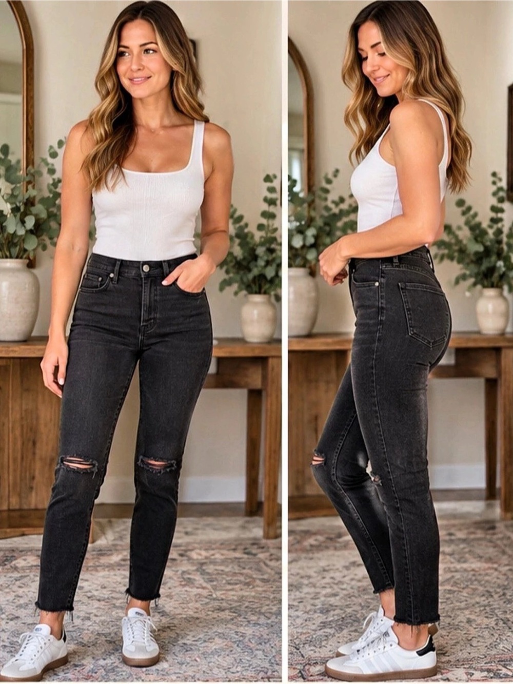 MADEWELL 9” High-Rise Skinny Jeans Black Sea Distressed Raw Hem Size 26